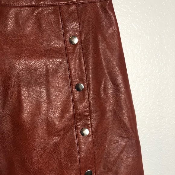 Urban Outfitters Mohogany Faux Leather Button Up Skirt - Picture 4 of 9